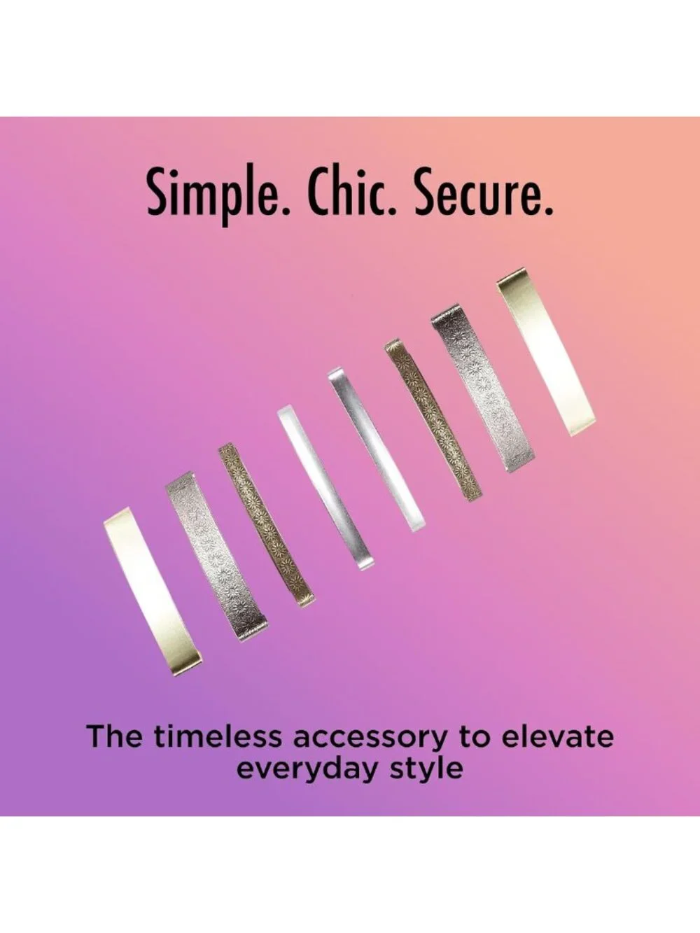 Versatile Non-Slip Hair Barrettes - 8 Assorted Metallic Clips for All Hair Types